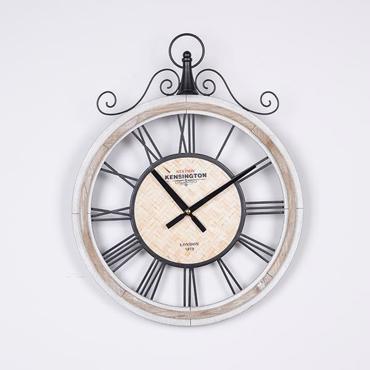 ESTHETI home Ρολόι Τοίχου Μεταλλικό/Ξύλινο Αντικέ Μαύρο/Φυσικό 40x4.5x50cm 753-10049